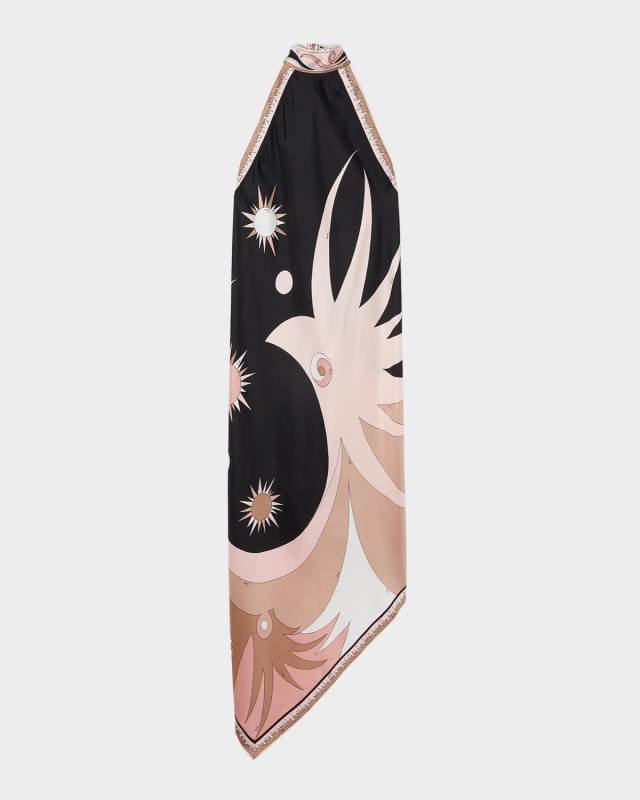 Stella-Print Silk Twill Halter Maxi Dress